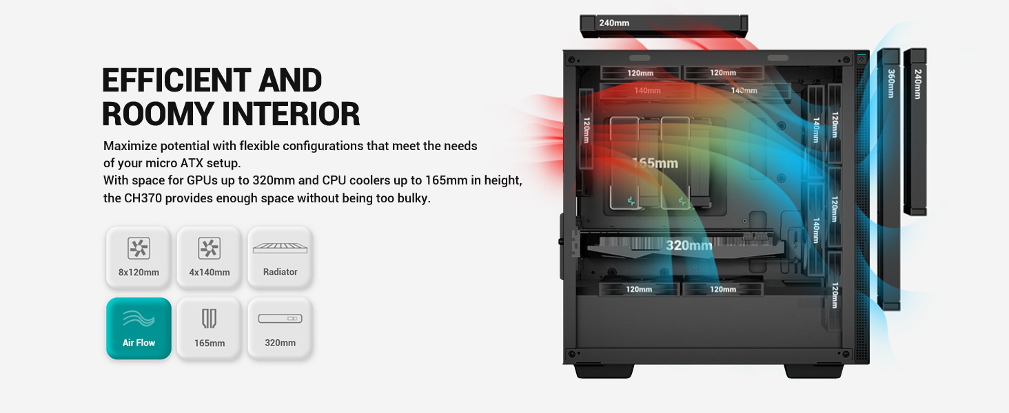 DeepCool CH370 Black Gaming Computer Caser